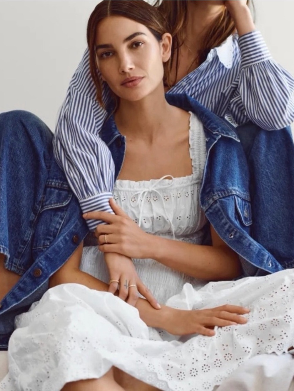 Gap X Doen White Eyelet Smocked Maxi Dress - Picture 2 of 6